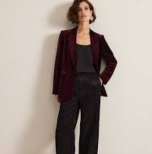 Ralph Lauren Womens Velvet Blazer Sport Coat Casual Jacket Wine Size 16R Goth